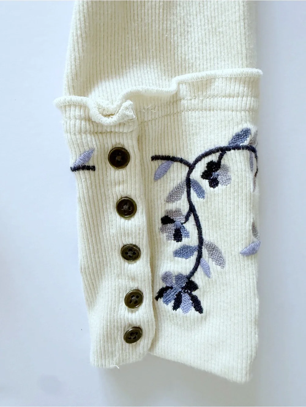 Free People Fleur Embroidered Cuff Henley size Small